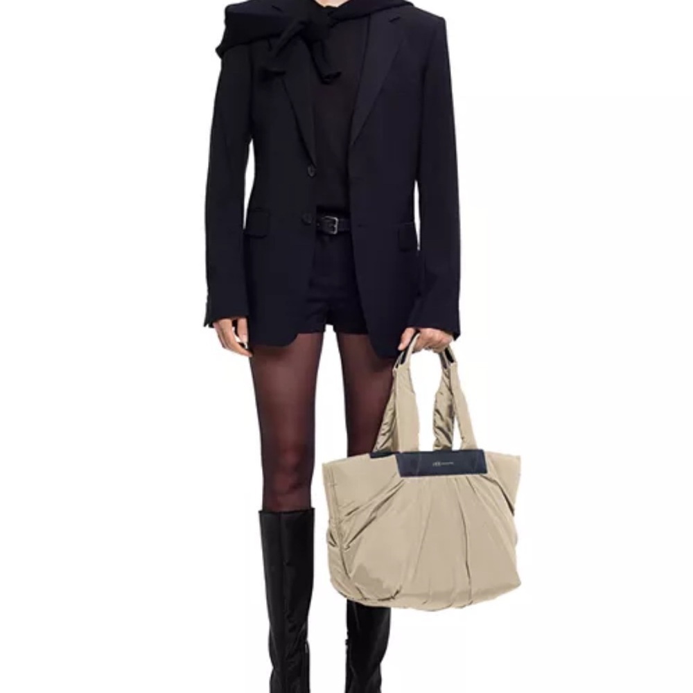 Beige Puffer Tote Bag - Women's Casual Shoulder Bag